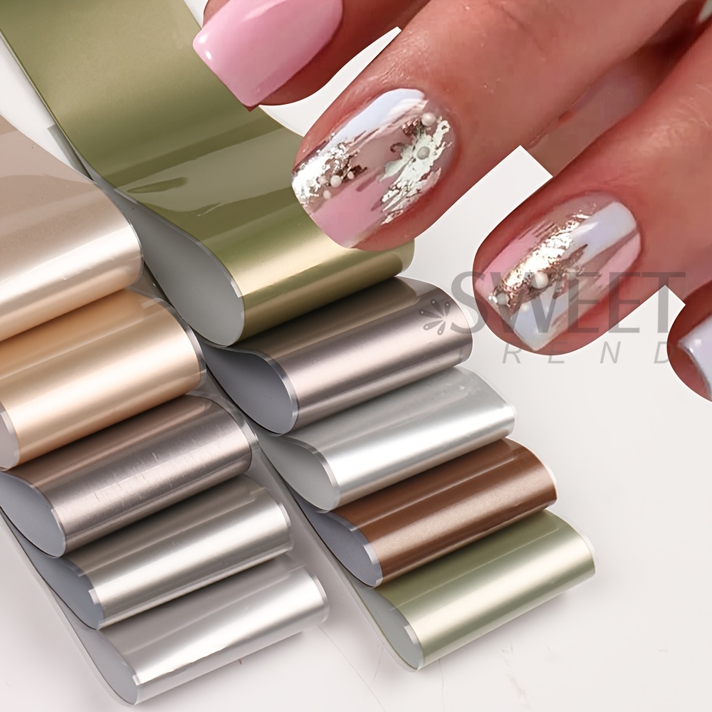 10 Types Matte Metallic Nail T - Gold Foil Flakes review and price